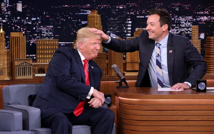 Donald Trump lets Jimmy Fallon mess his hair in `Tonight Show` appearance - VIDEO